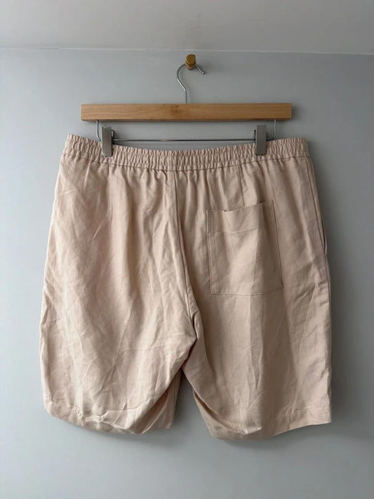 Men’s Reiss Premium linen Tie Waist Shorts In Beige - Medium - 3261