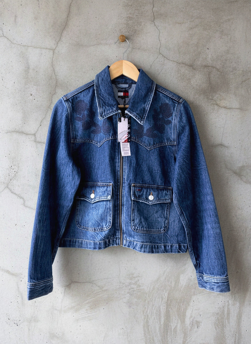 Women’s Tommy Hilfiger Embroidered Detail Denim Jacket In Navy - Small -2432