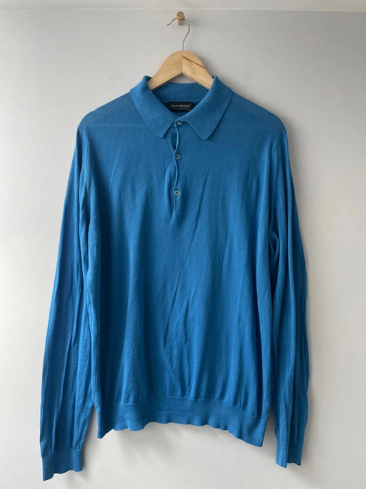 Men’s John Smedley Long Sleeve Knitted Polo Top - XLarge - 2109
