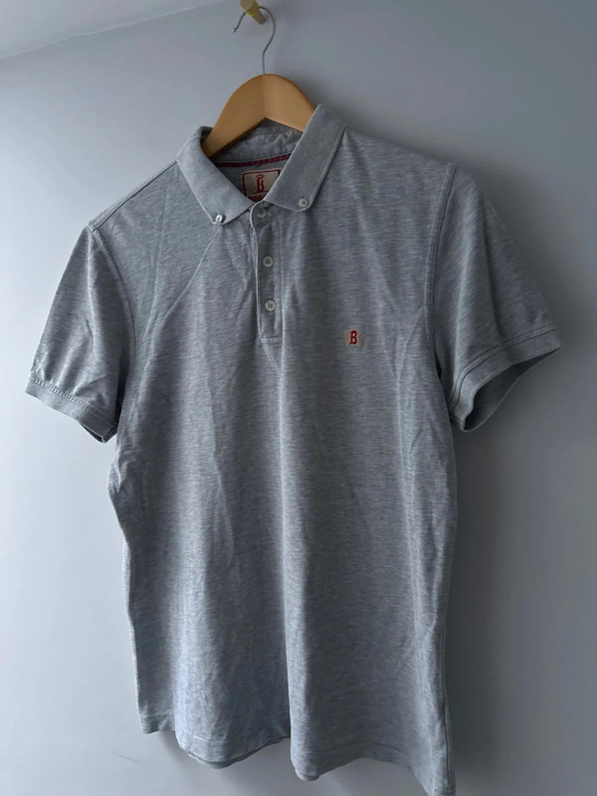 Men’s Baracuta Classic Polo Top With Dutton Down Collar In Grey - large - 0293