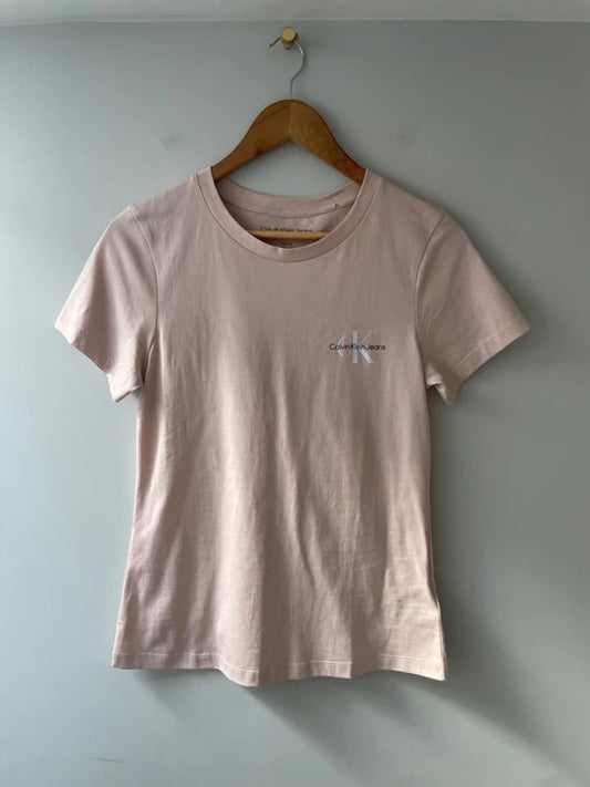 Women’s Calvin Klein Crew Neck Short Sleeve Slim Fit T-shirt In Pink - Small - 3031