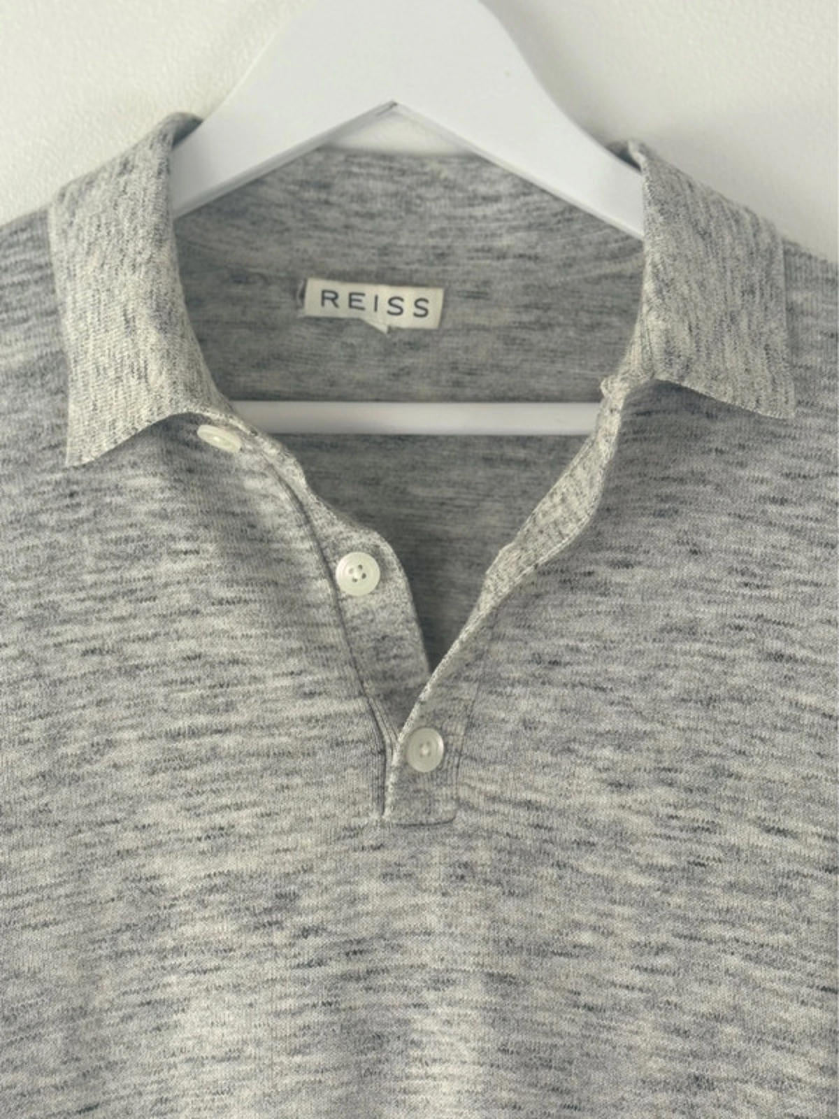Men’s Reiss Premium Knitted Polo Top In Grey - Small - 1383