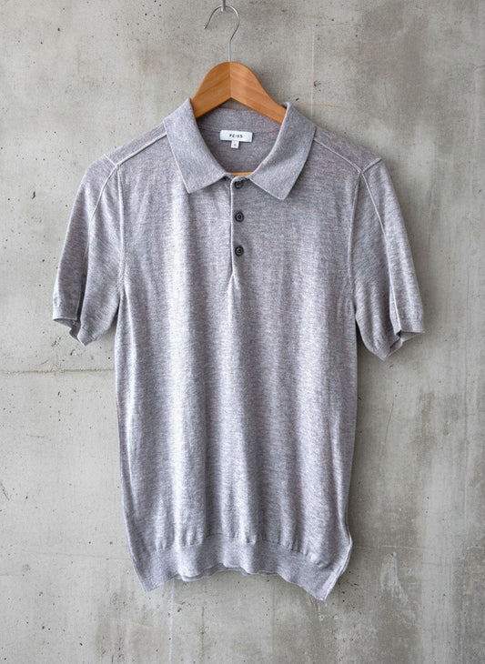 Men’s Reiss Premium Wool Blend Knitted Polo Top In Grey - Small - 1674