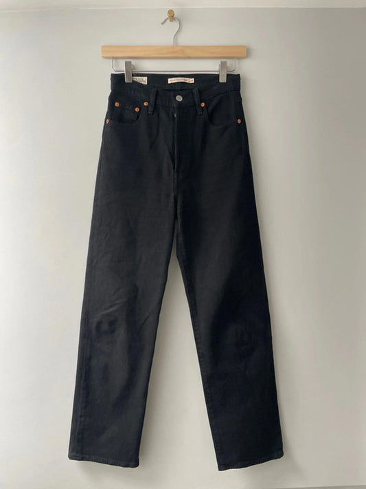 Women’s Levi’s High Waisted Ribcage Straight Fit Jeans In Black - W25/L27 - 2350