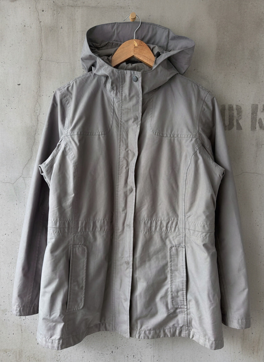 Women’s L.L.Bean H2Off Hooded Waterproof Raincoat Jacket In Grey - Medium - 3662