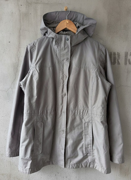 Women’s L.L.Bean H2Off Hooded Waterproof Raincoat Jacket In Grey - Medium - 3662