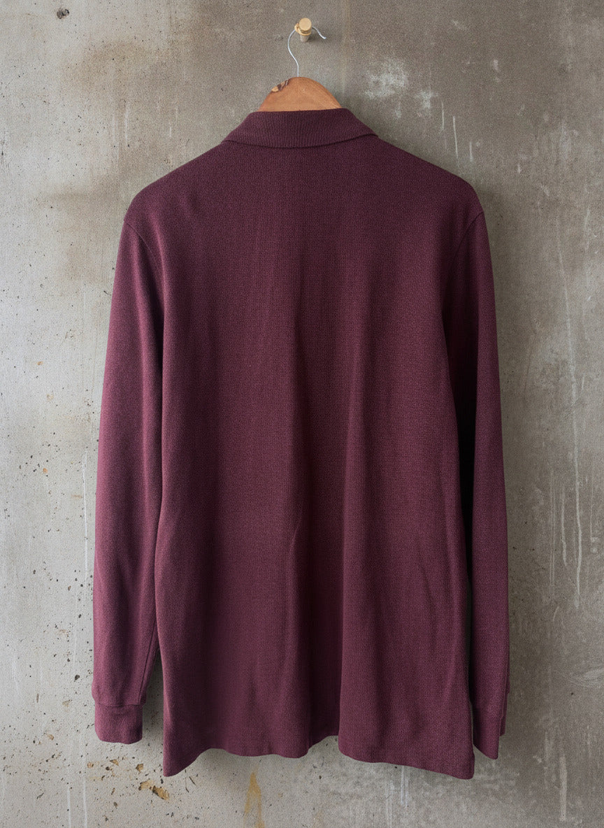 Men’s Ralph Lauren Premium Long Sleeve Polo Top In Burgundy - Large - 3721