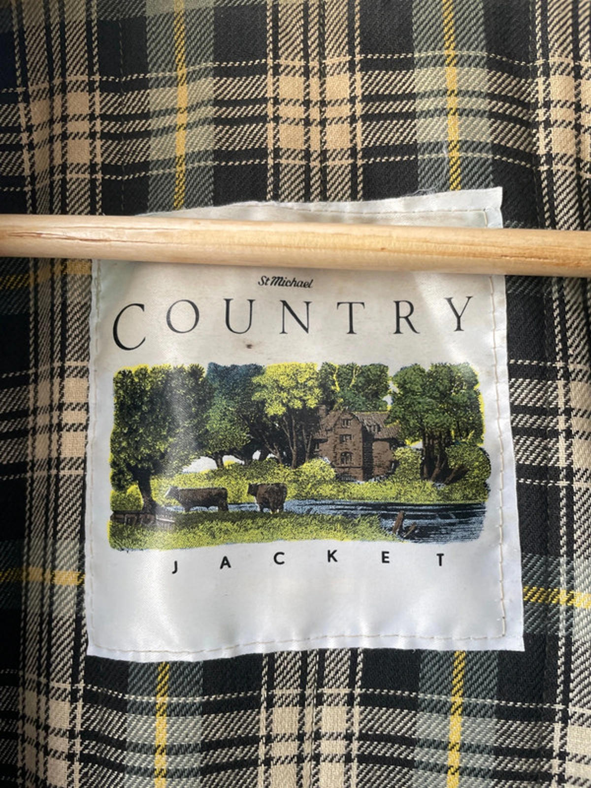 Men’s St Michael Country Wax Jacket Coat In Khaki - Medium - 2076