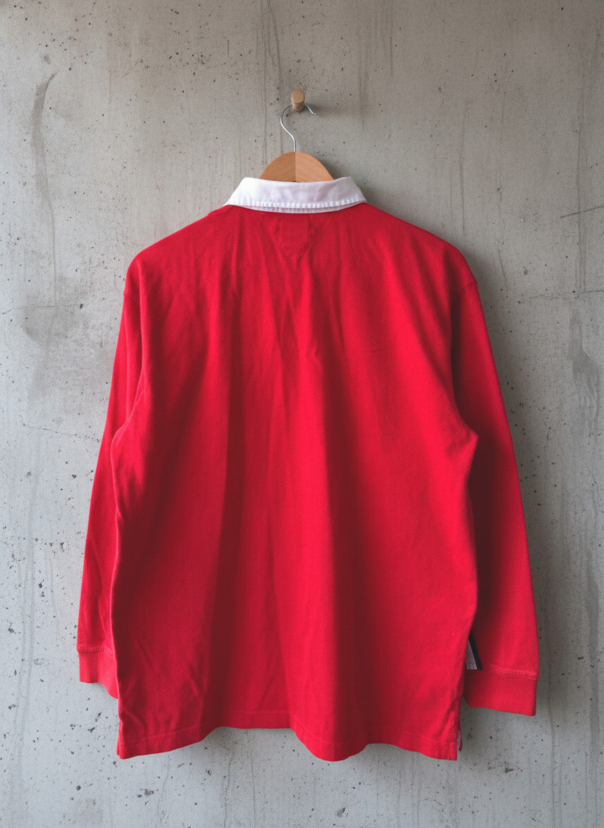 Men’s Tommy Hilfiger Classic Rugby Polo Top In Red  - Xlarge - 3469