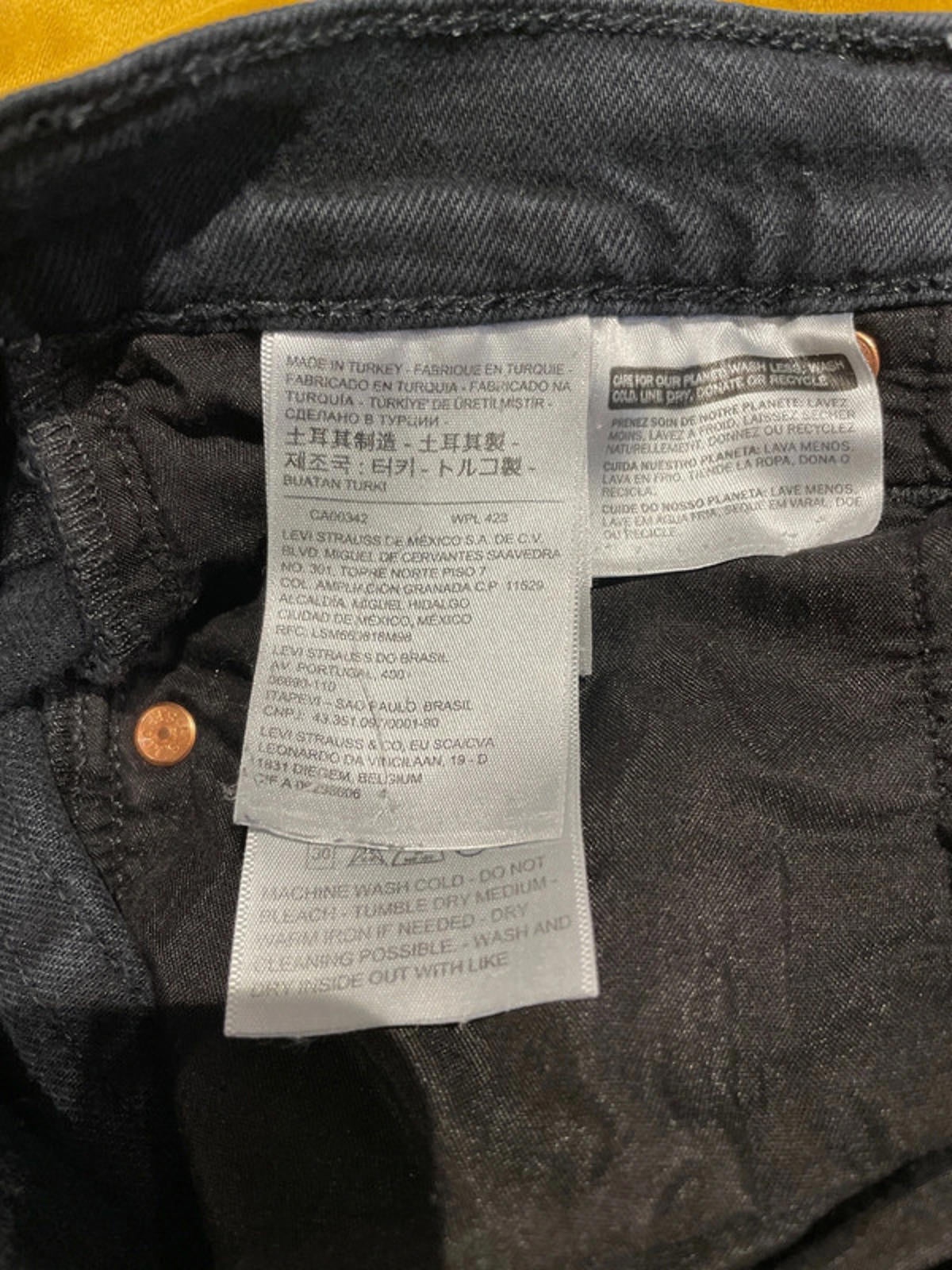 Women’s Levi’s High Waisted Ribcage Straight Fit Jeans In Black - W24/L27 - 2791
