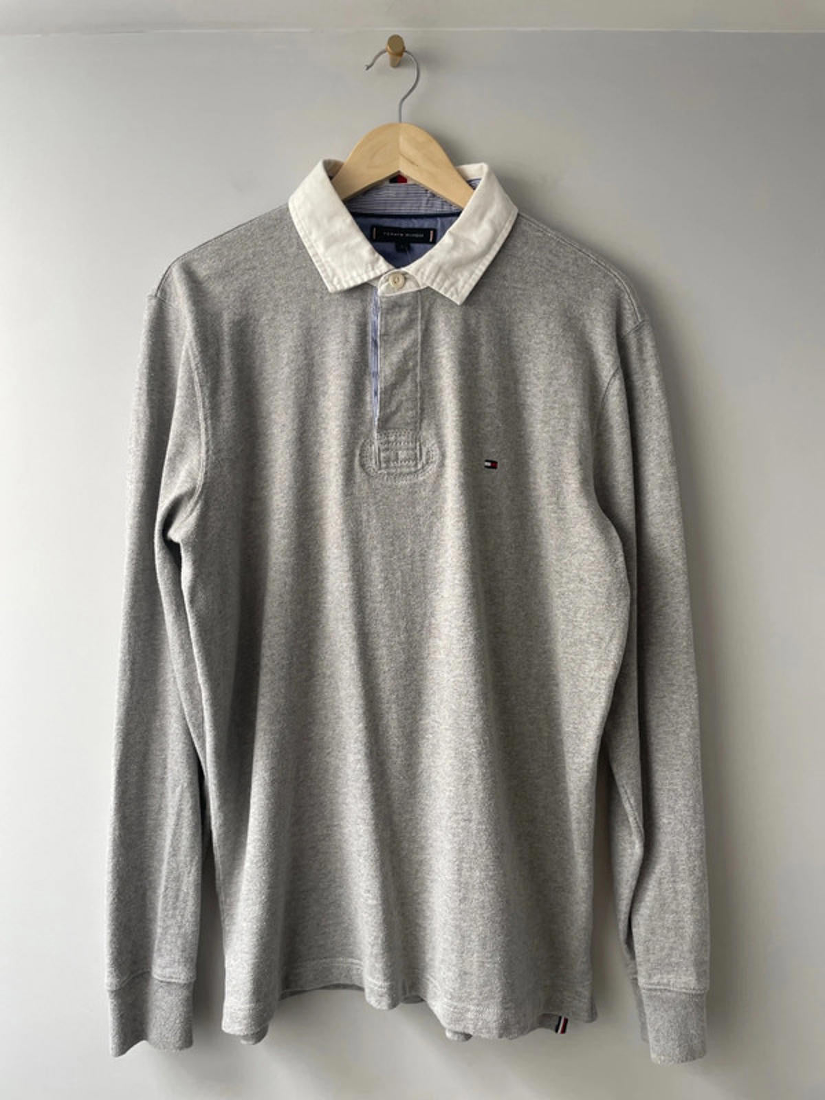 Men’s Tommy Hilfiger Rugby Shirt Top - Grey - Large - 2144