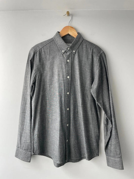 Mens Carhartt Kyoto Long Sleeve Button Down Chambray Shirt In Grey - Small - 1546