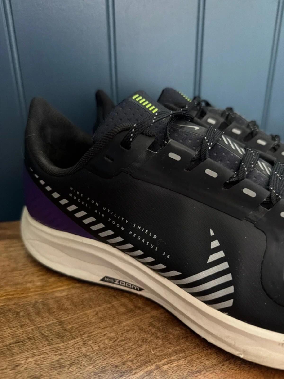 Mens Nike Air Zoom Pegasus 36 Shield Running Trainers In Black - Uk8.5 - 3462