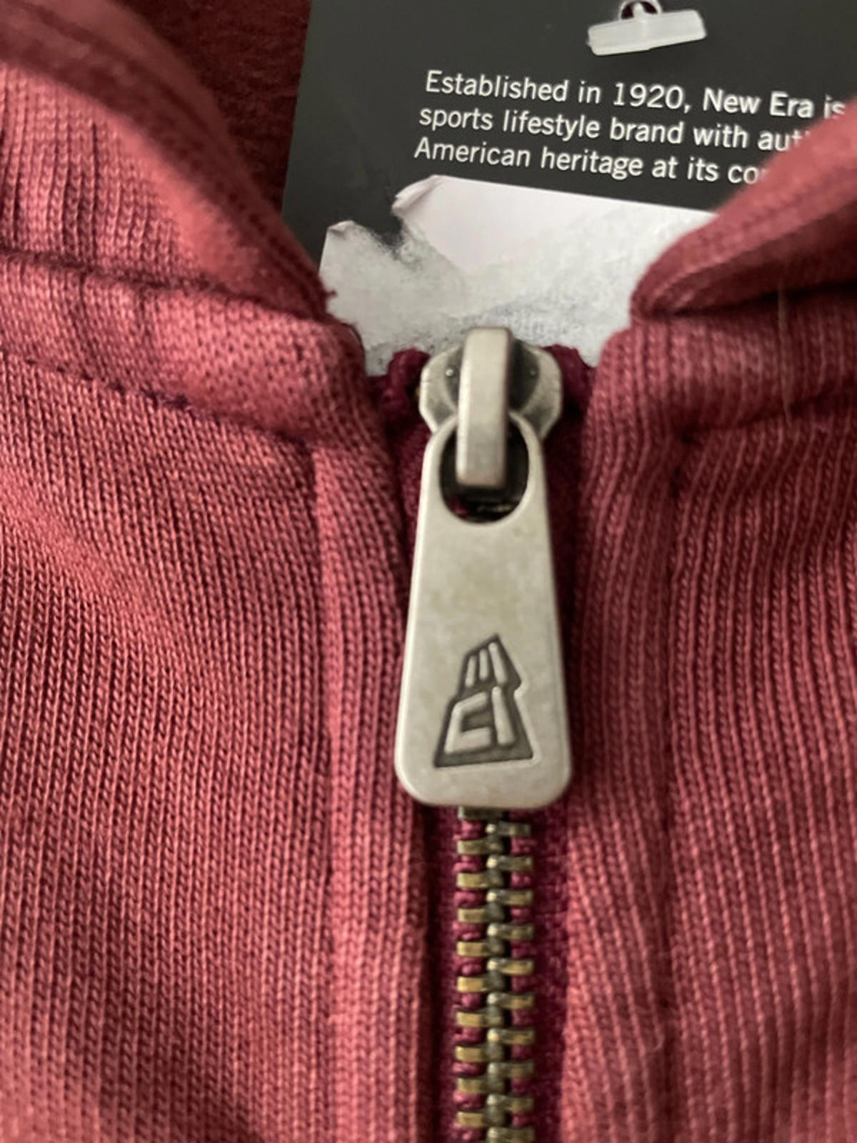 Men’s New Era Oversized Full Zip Hoodie in Washed Burgandy - Medium - 2434