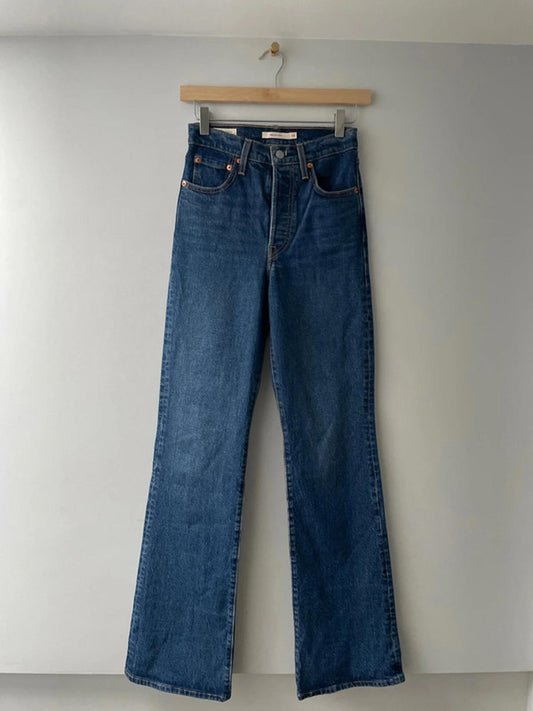 Women’s Levi’s High Waisted Ribcage Straight Fit Jeans In Navy - W24/L33 - 2753
