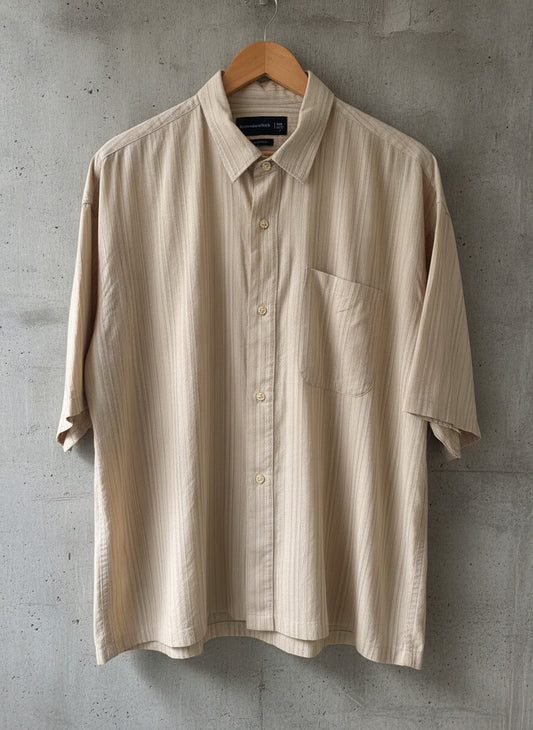Men’s Abercrombie & Fitch Cropped Fit Short Sleeve Shirt in Beige -XXLarge -3029