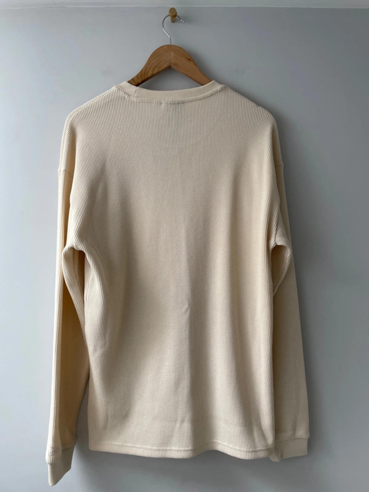 Men’s New Era Waffle Knit Crew Neck Long Sleeve Jumper in Cream - Small - 2335