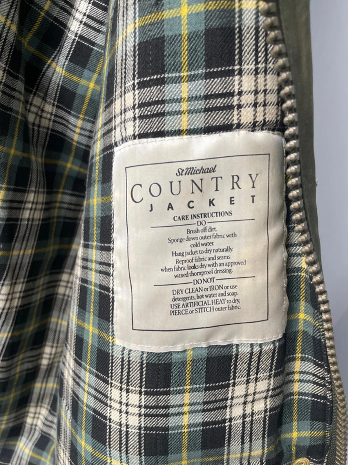 Men’s St Michael Country Wax Jacket Coat In Khaki - Medium - 2076