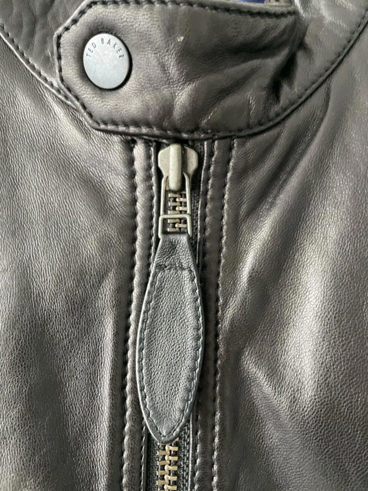 Men’s Ted Baker Premium Soft Leather Biker Jacket In Brown - Medium - 2266