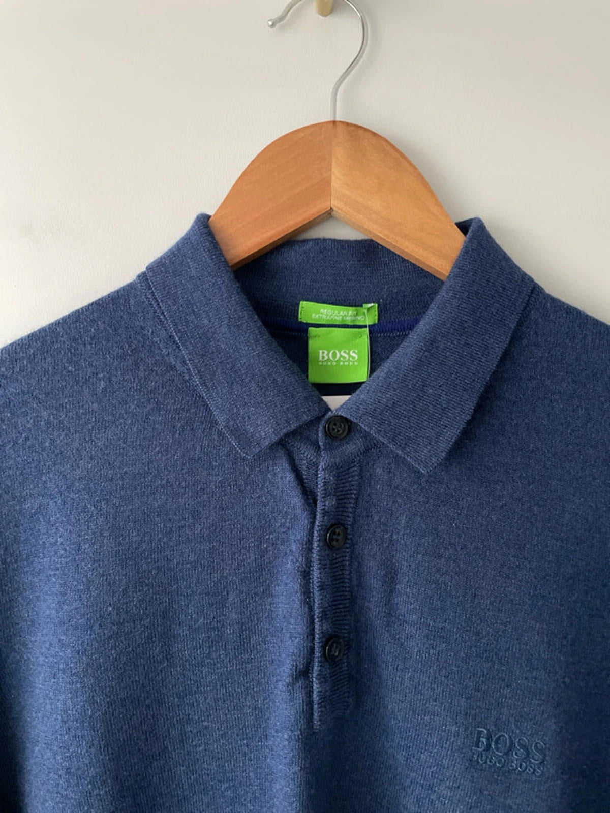 Men’s Hugo Boss Long Sleeve 100% Merino Wool Knitted Polo Top - Medium - 1992