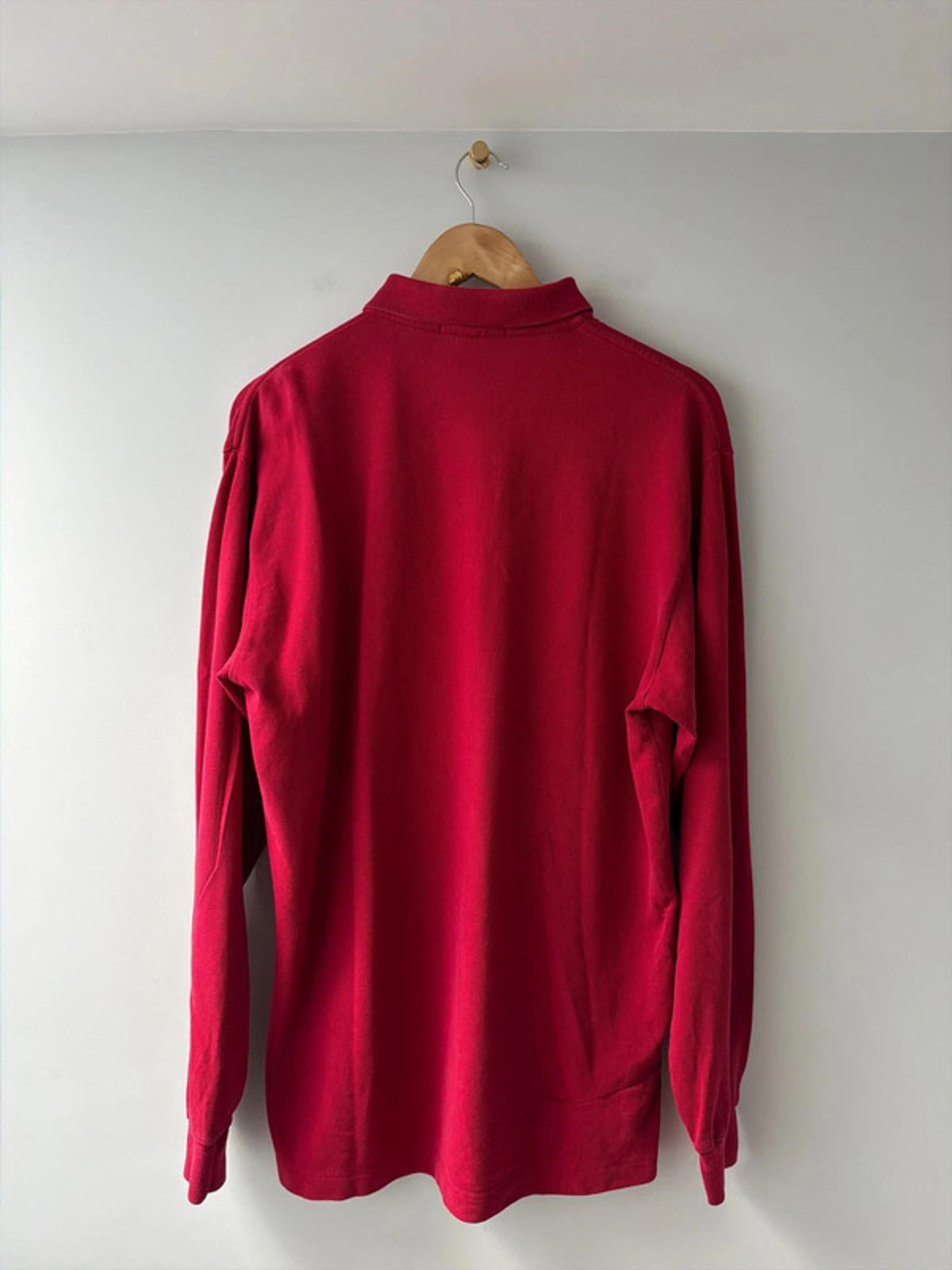 Men’s Ralph Lauren Premium Long Sleeve Polo Top In Burgundy - Large - 2681