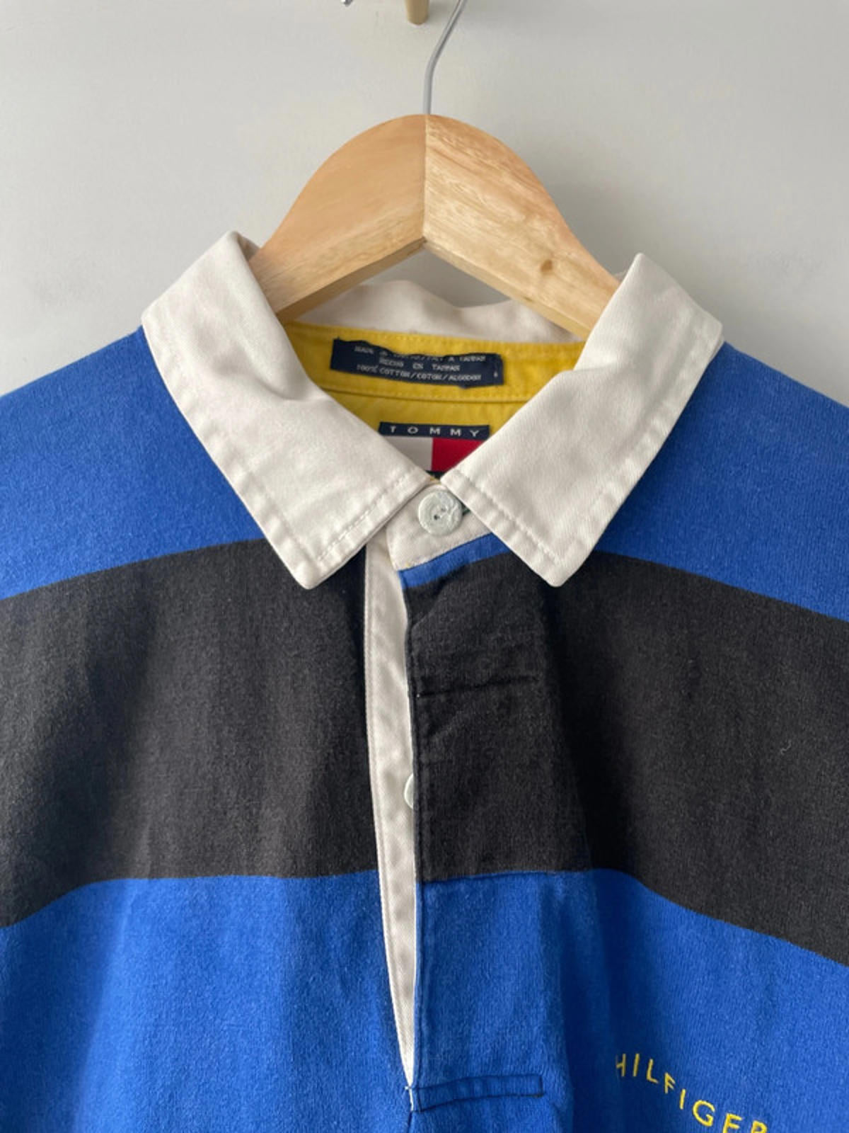 Men’s Tommy Hilfiger Stripped Rugby Polo Top In Navy - Large - 2150