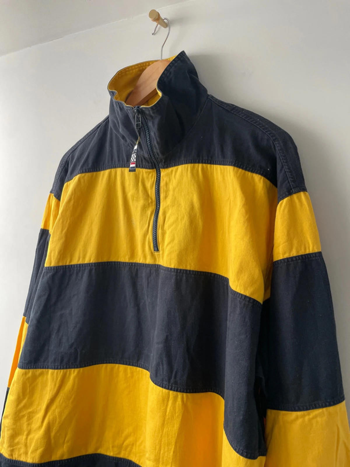 Men’s Gant Oversized Pullover 1/4 Zip Stripped Jacket In Navy/Blue - XLarge - 2214