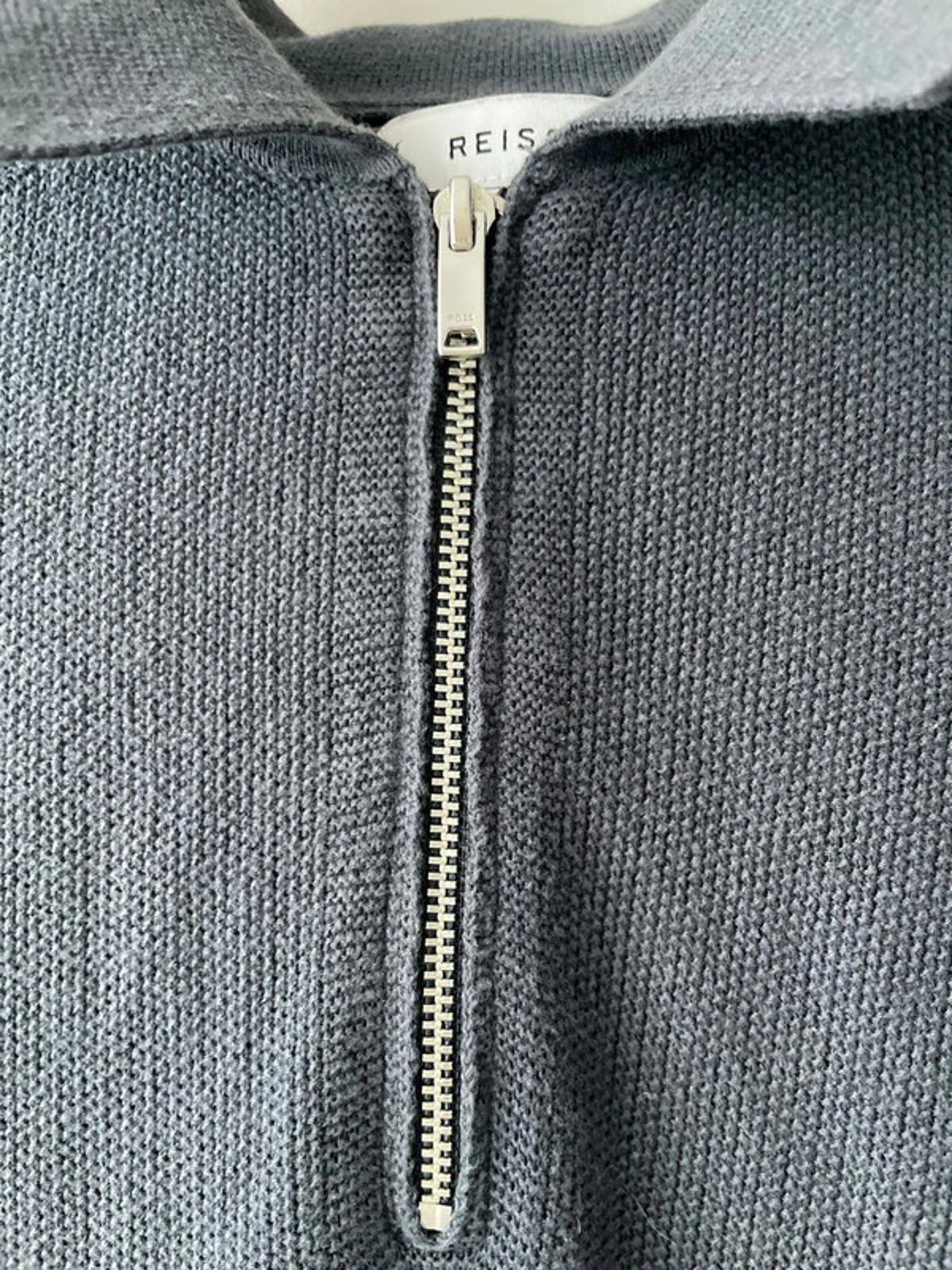Men’s Reiss 1/4 Zip Premium Knitted Polo Top In Grey - Large - 2514