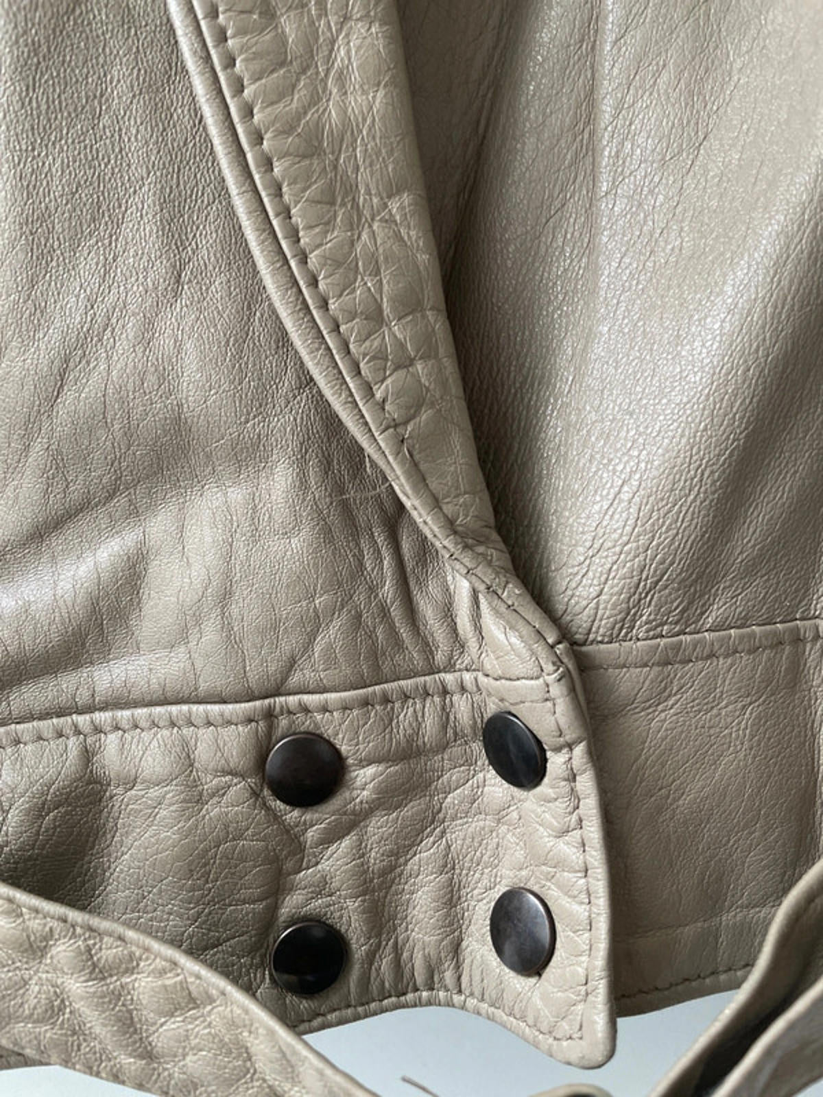 Women’s Premium Leather Vintage Jacket Coat With Belt In Beige - Small - 2426