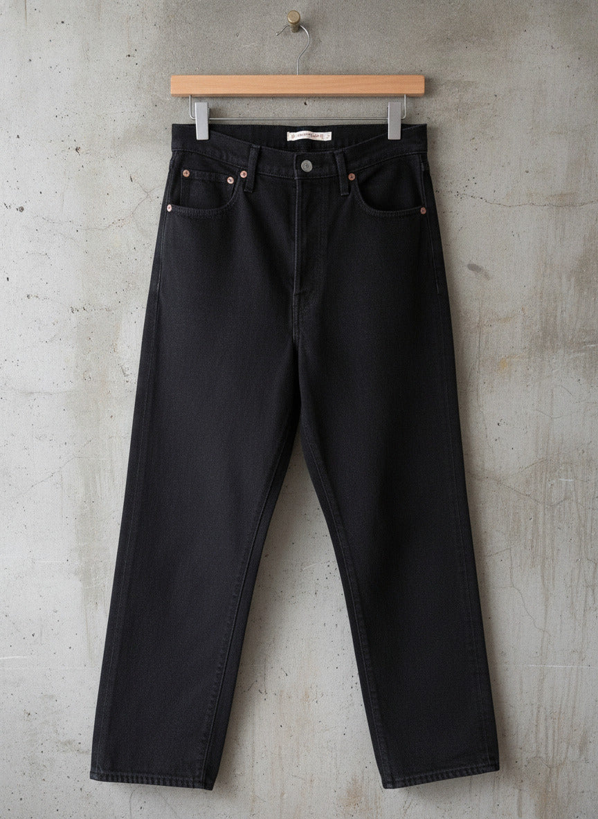 Women’s Levi’s High Waisted Ribcage Straight Fit Jeans In Black - W28/L27 - 3356