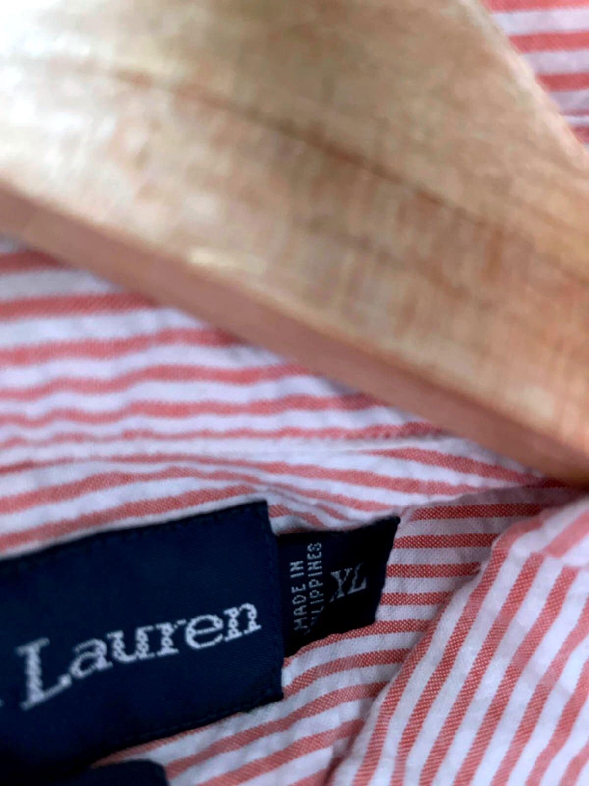 Men’s Ralph Lauren Striped Seersucker Classic Fit Shirt In Pink - XLarge -2755