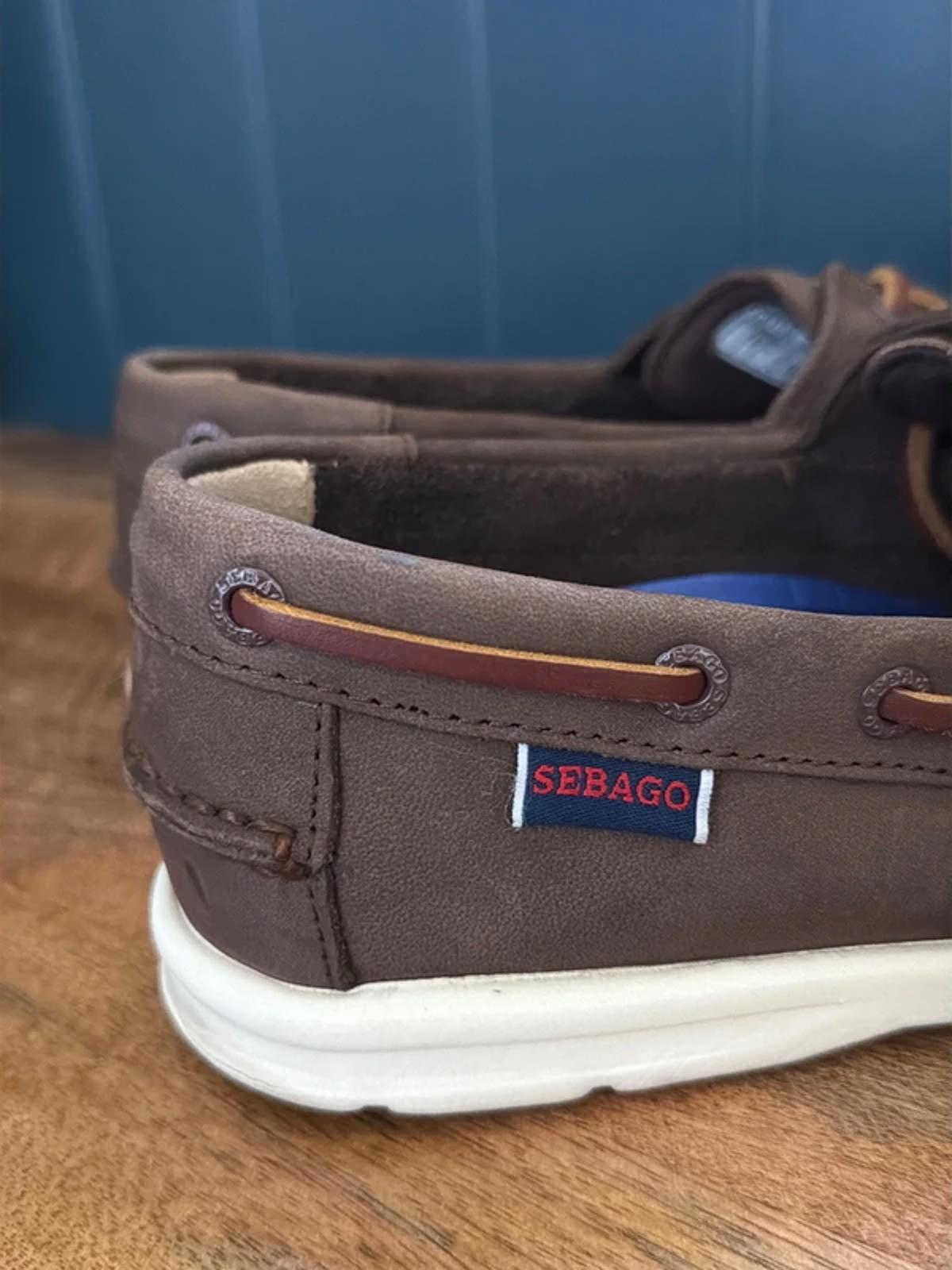 Men’s Sebago Naples Premium Leather Classic Boat Deck Shoes In Brown - Uk8 - 3287