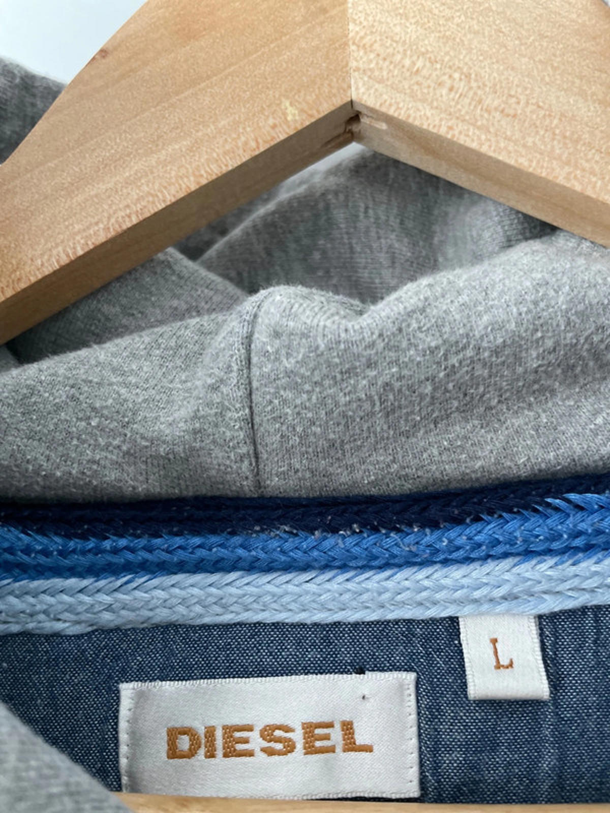 Men’s Diesel Flocked Print Logo Hoodie With Pockets In Grey - Large - 2135