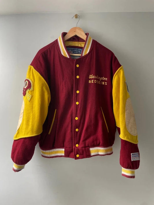 Men’s Washington Redskins Rare Wool Bomber Jacket in Red/Yellow - Medium - 2956
