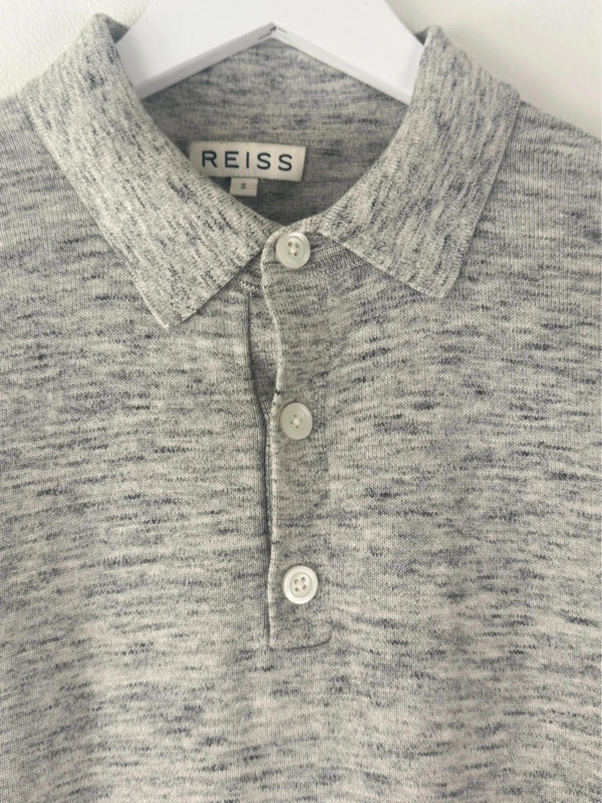 Men’s Reiss Premium Knitted Polo Top In Grey - Small - 1383