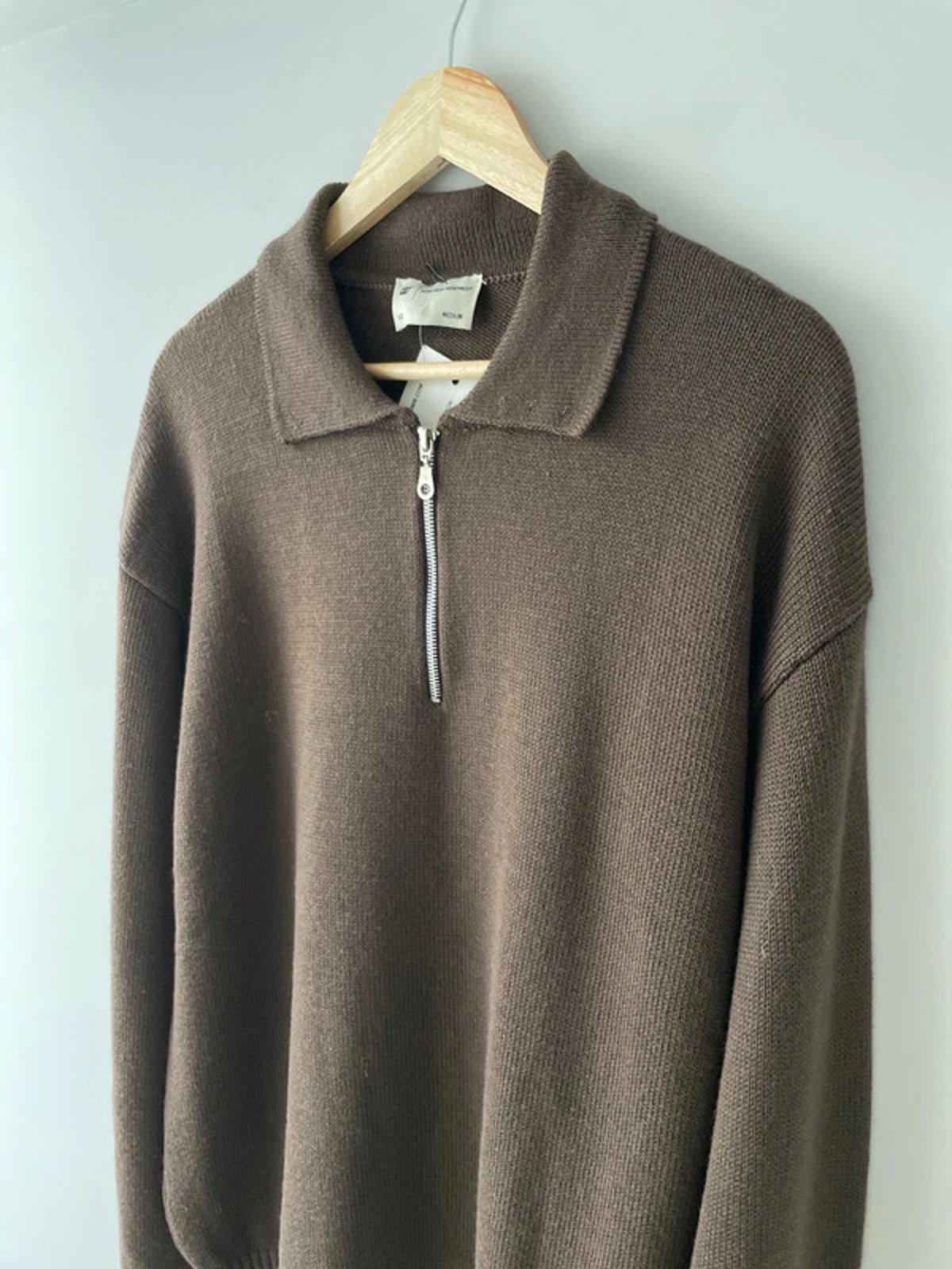 Men’s CAT WWR 1/4 Zip Long Sleeve Polo Top In Brown - Medium - 2480