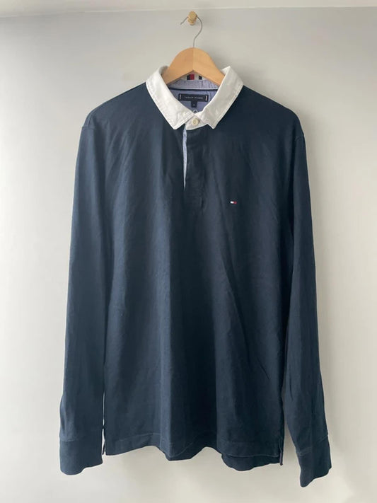 Men’s Tommy Hilfiger Classic Rugby Polo Top In in Navy - XLarge - 2903