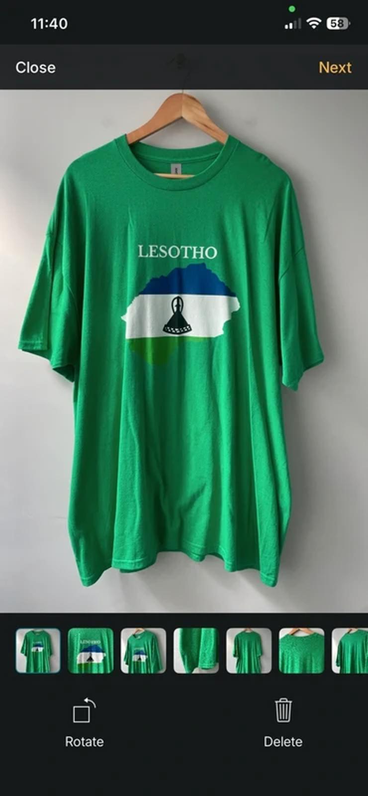 Men’s Gildan Lesotho Flag T-shirt in Bright Green - XXLarge - 3078