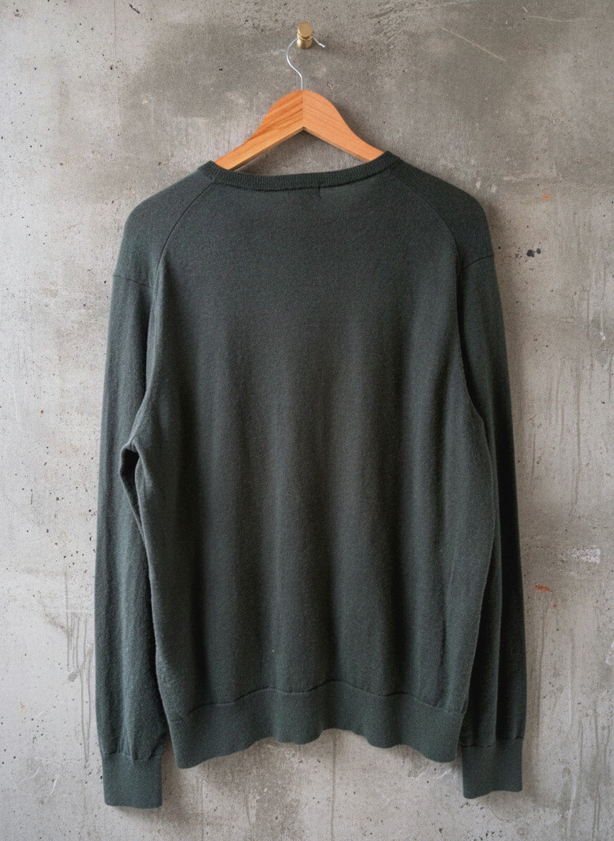 Men’s Uniqlo 100% Merino Wool Crew Neck Jumper In Dark Green - Large - 3408