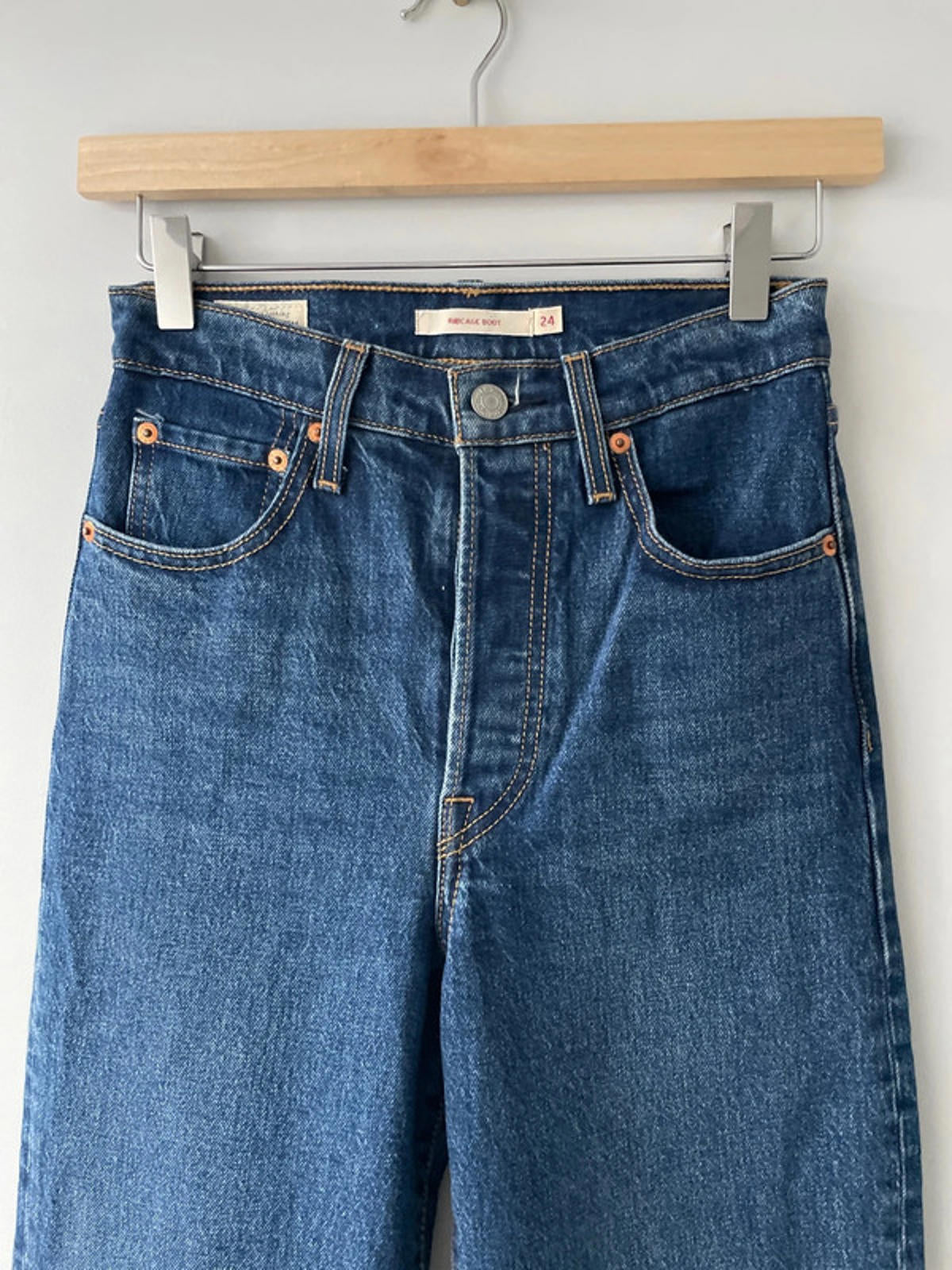 Women’s Levi’s High Waisted Ribcage Straight Fit Jeans In Navy - W24/L33 - 2753