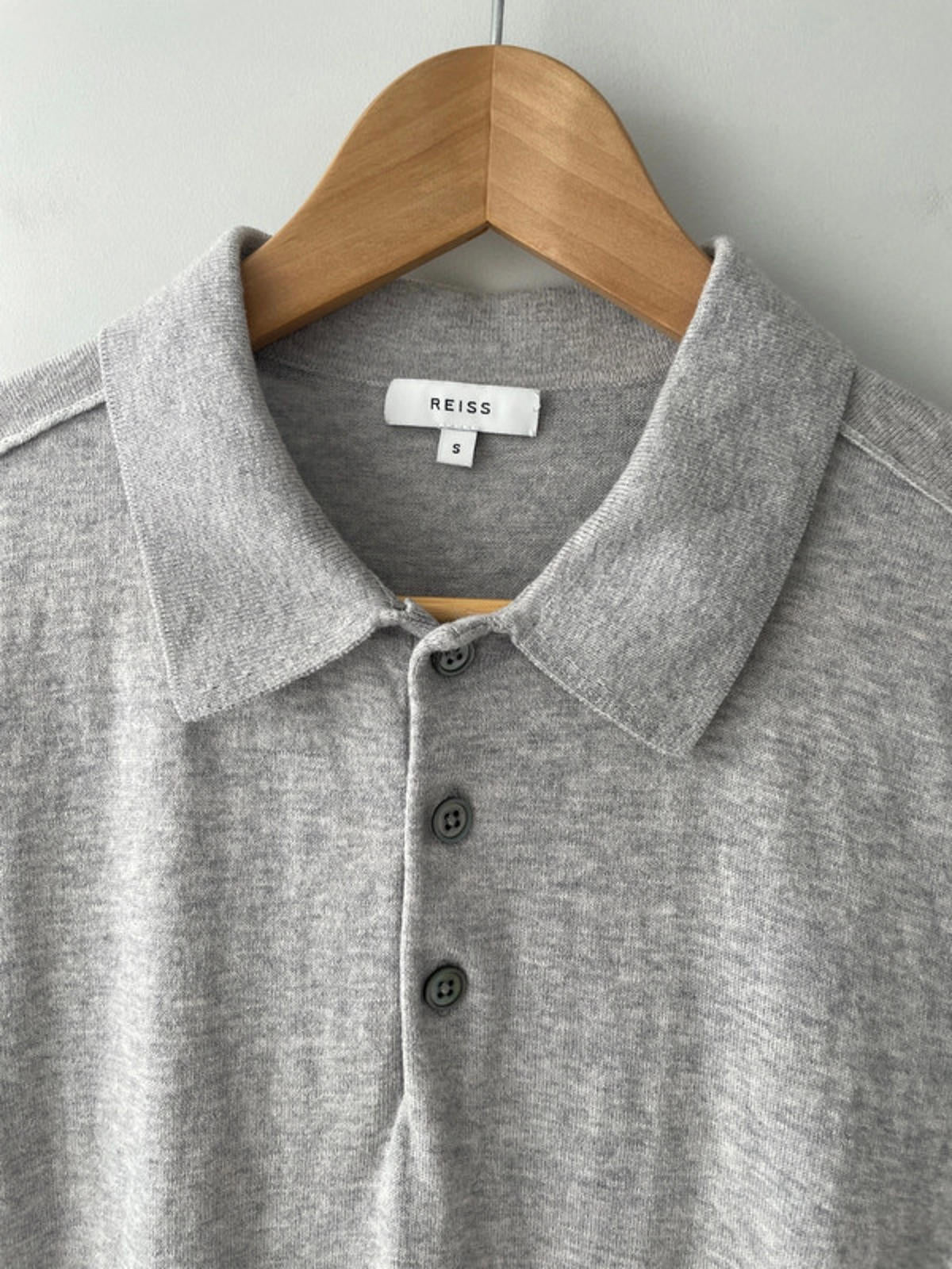Men’s Reiss Premium Wool Knitted Polo Top In Grey - Small - 1674