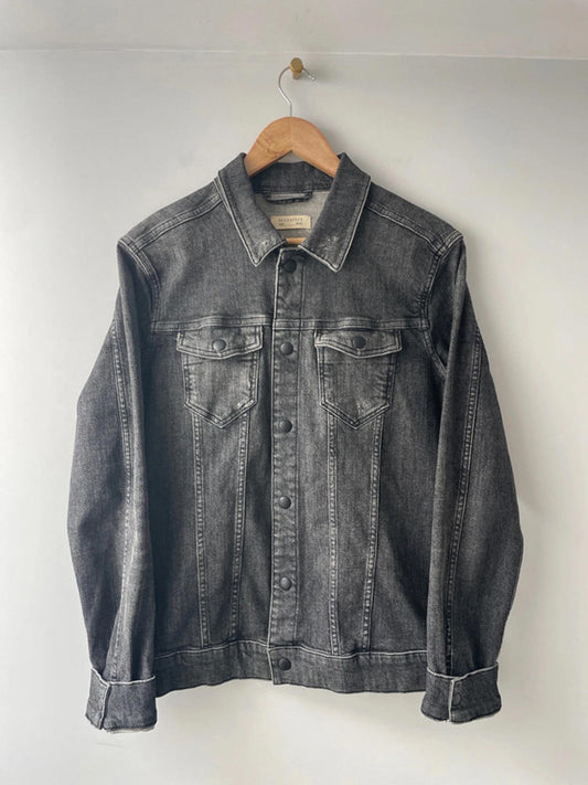 Women’s Allsaints Denim Jacket Coat In Washed Black - Small - 2132