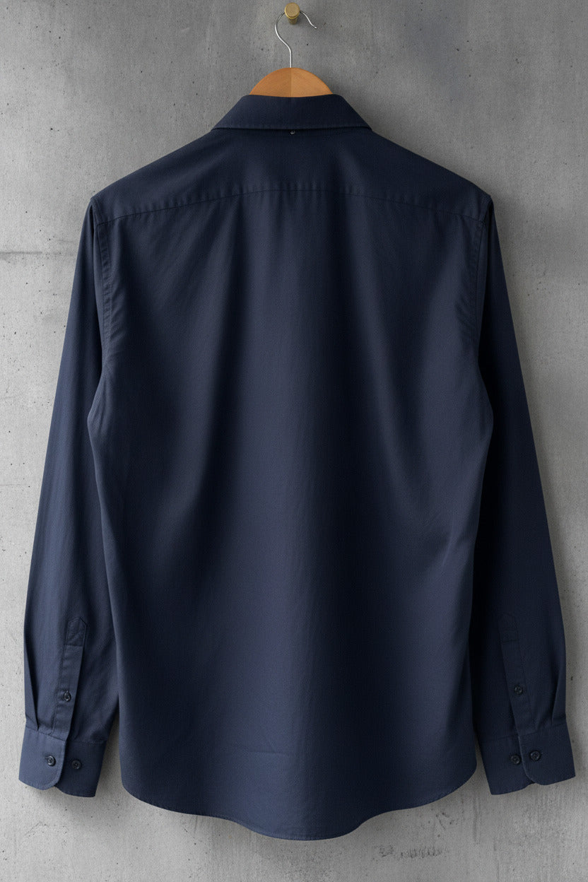 Men’s Uniqlo Slim Fit Long Sleeve Shirt In Navy - Medium - 0346