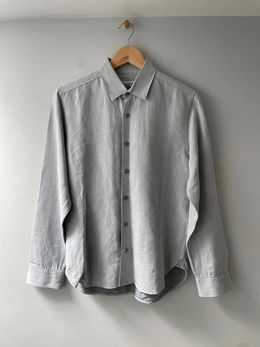 Men’s Orlebar Brown Premium Tailored Fit Long Sleeve Shirt in Grey - Medium - 2927
