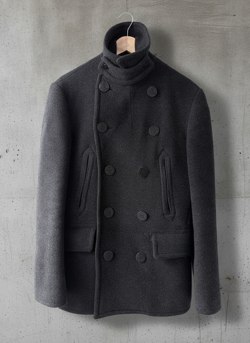 Women’s Ralph Lauren 100% Wool Pea Coat Jacket In Dark Grey - Small - 3760
