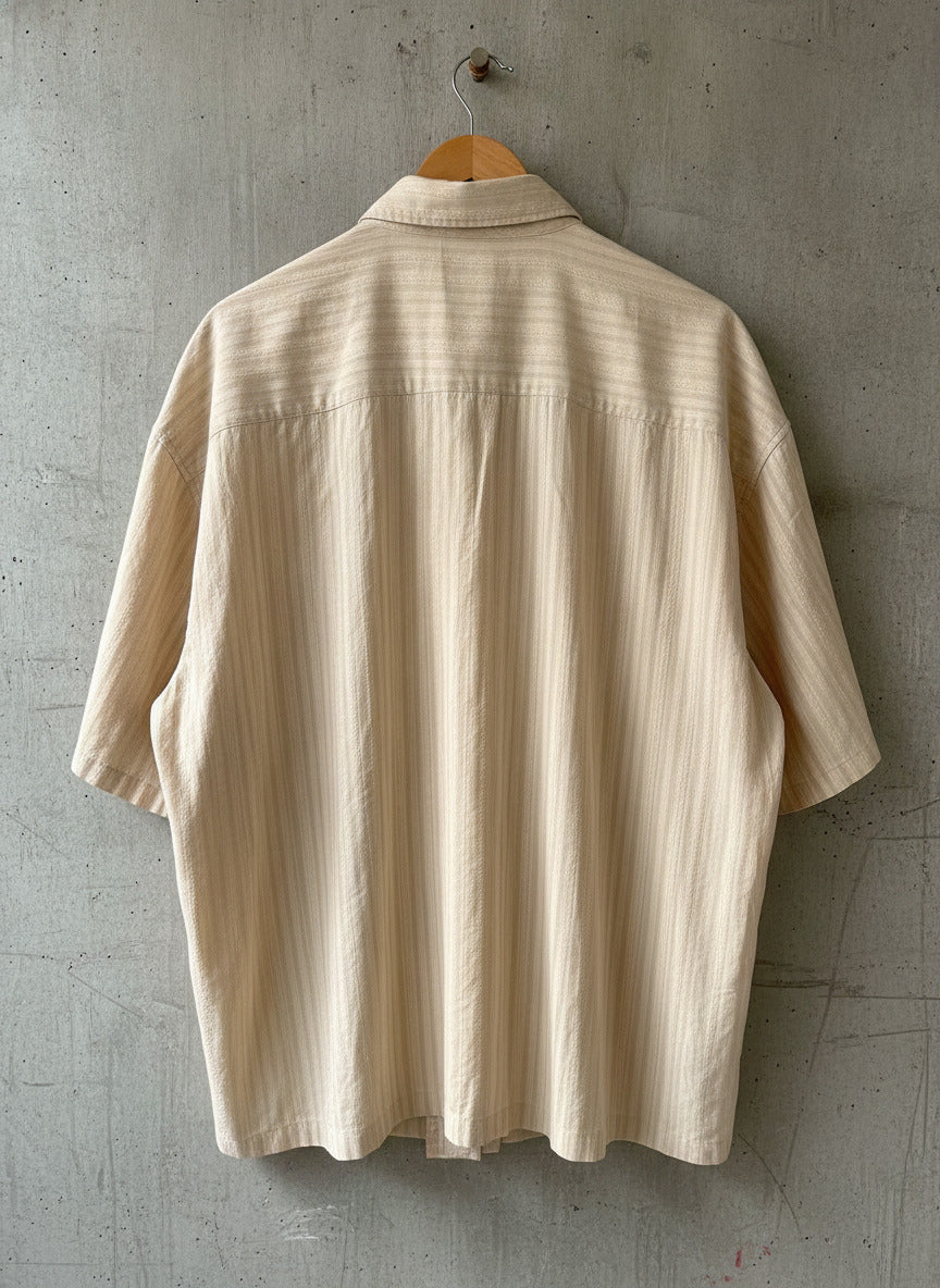 Men’s Abercrombie & Fitch Cropped Fit Short Sleeve Shirt in Beige -XXLarge -3029