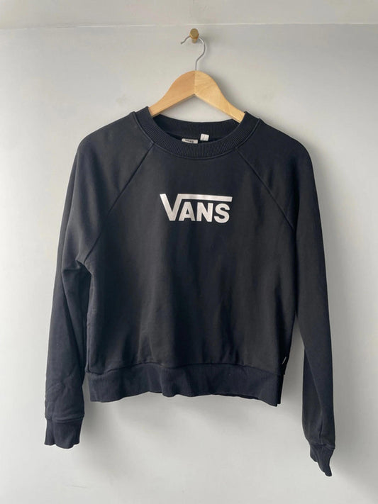 Women’s Vans Oversized Fit Crew Neck Long Sleeve jumper Sweatshirt In Black - Small - 2230