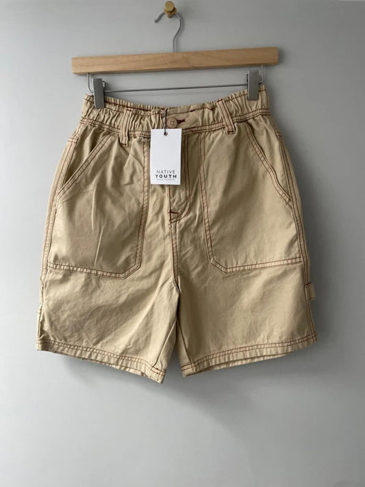 Women’s Native Youth Baggy Fit Cargo Shorts In Beige - W28/L6 - 3174