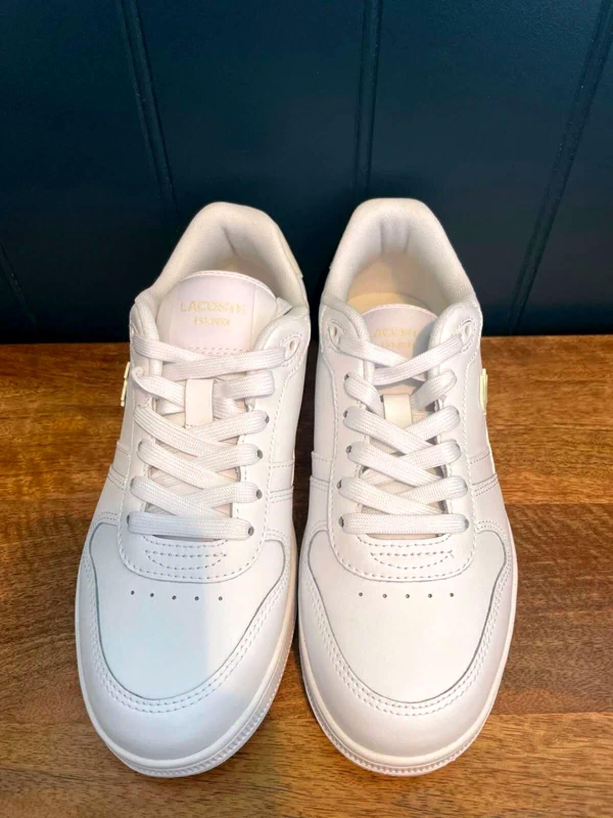 Women’s Lacoste T-Clip Premium Leather Trainers in White - UK4 - 3097