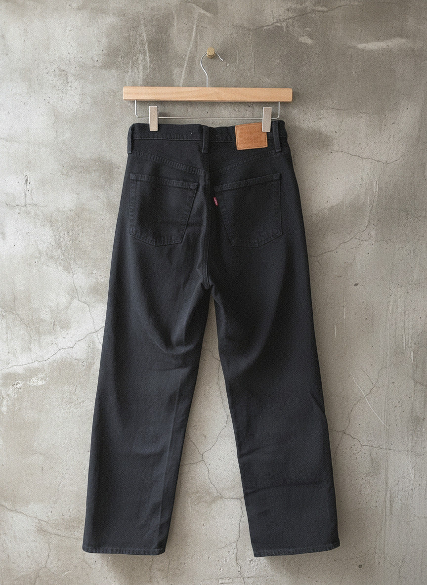 Women’s Levi’s High Waisted Ribcage Straight Fit Jeans In Black - W26/L27 - 2758